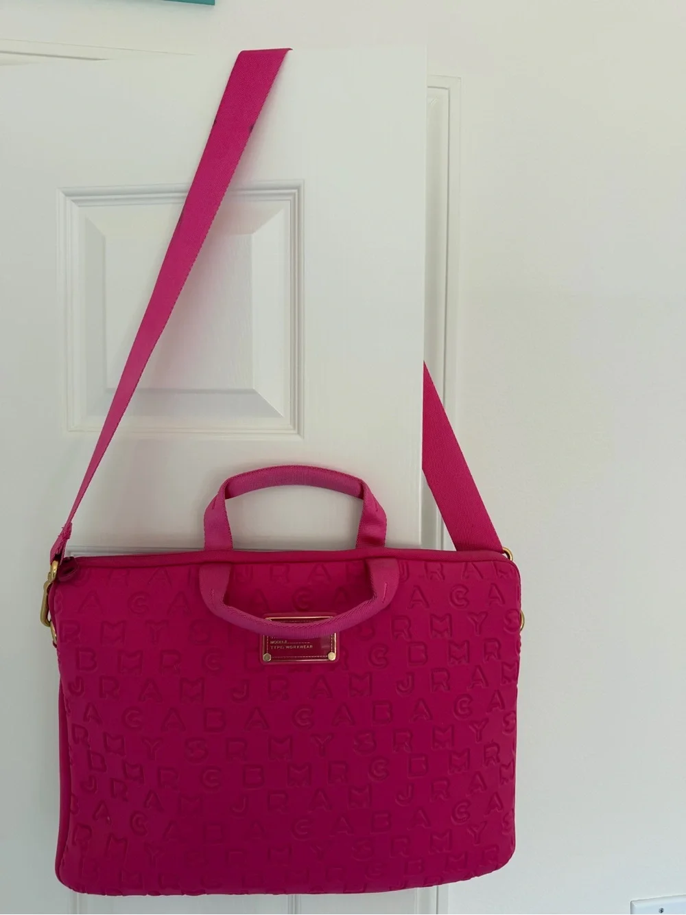 Marc by Marc Jacobs Fuchsia Embossed Laptop Bag